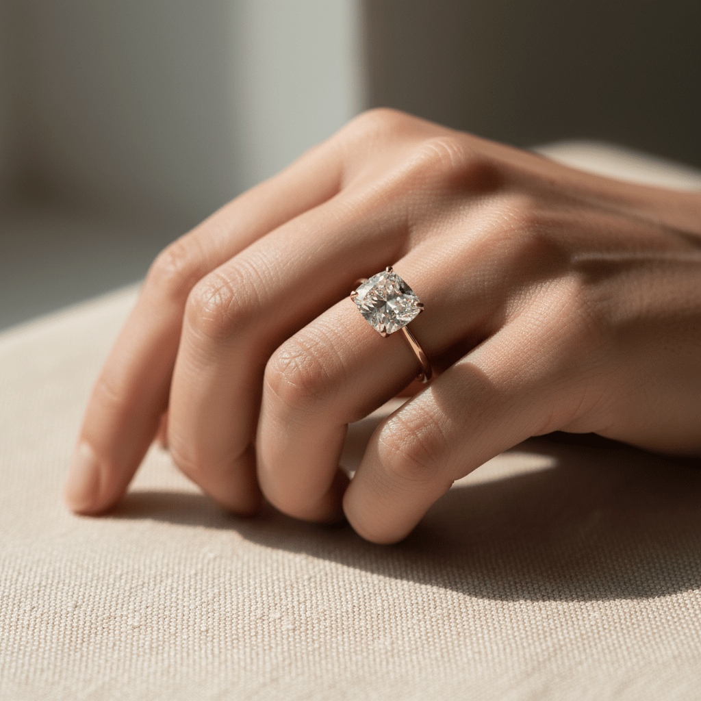 0.90 ct Cushion Cut Vintage in 18ct Yellow Gold | Diamond Engagement Ring - HD Studio