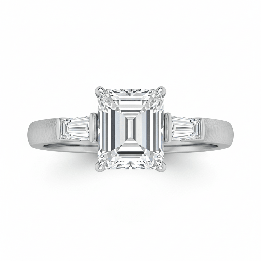1.50 ct Emerald Cut Three-Stone in Platinum | Diamond Engagement Ring - HD Studio