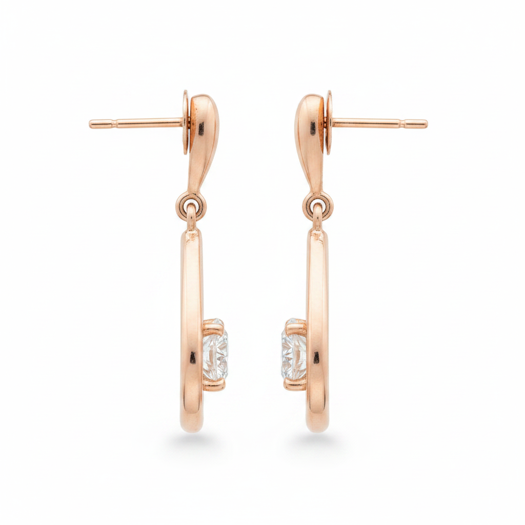 0.30ct Diamond Drop Earrings in 18ct Rose Gold — Side Profile