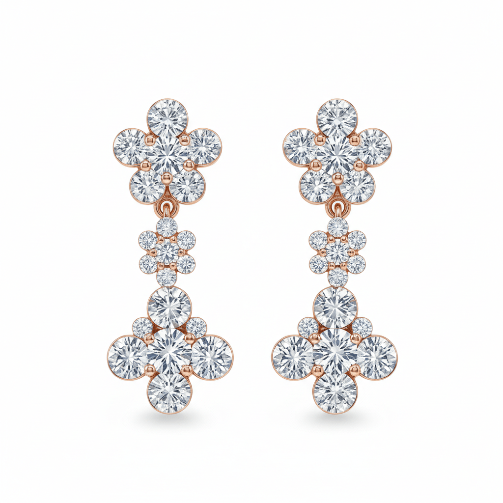 Noir Cluster Drops — Diamond Earrings in 18ct Rose Gold - HD Studio