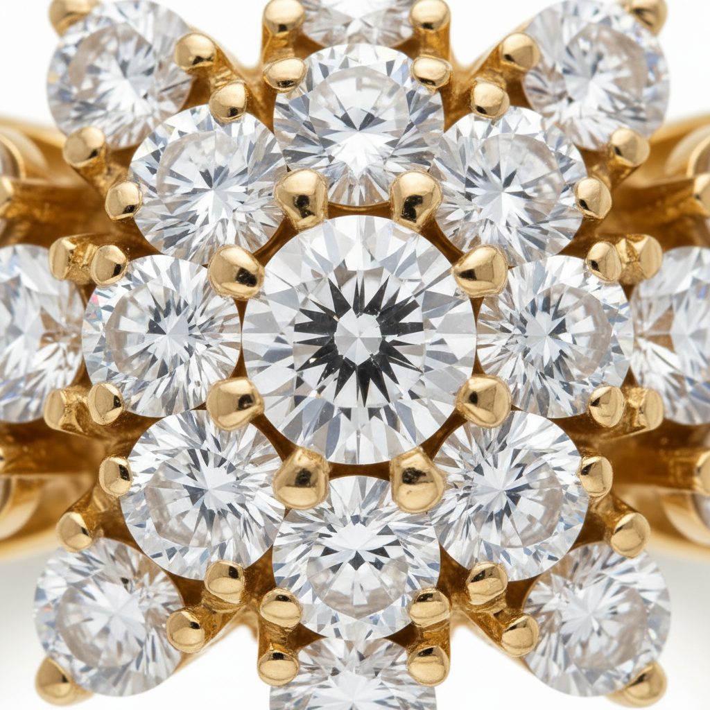 0.50ct Diamond Cluster Ring in 18ct Yellow Gold — Macro