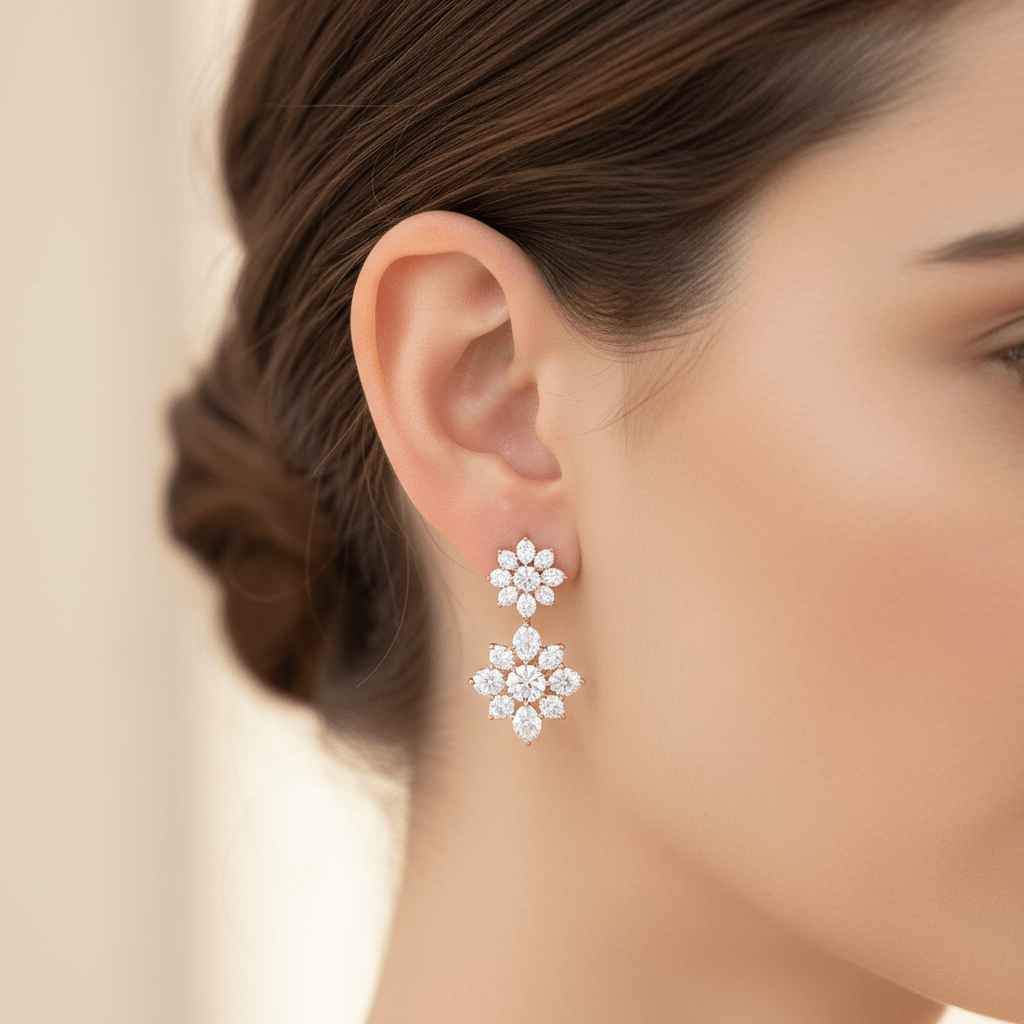 Noir Cluster Drops — Diamond Earrings in 18ct Rose Gold - HD Studio