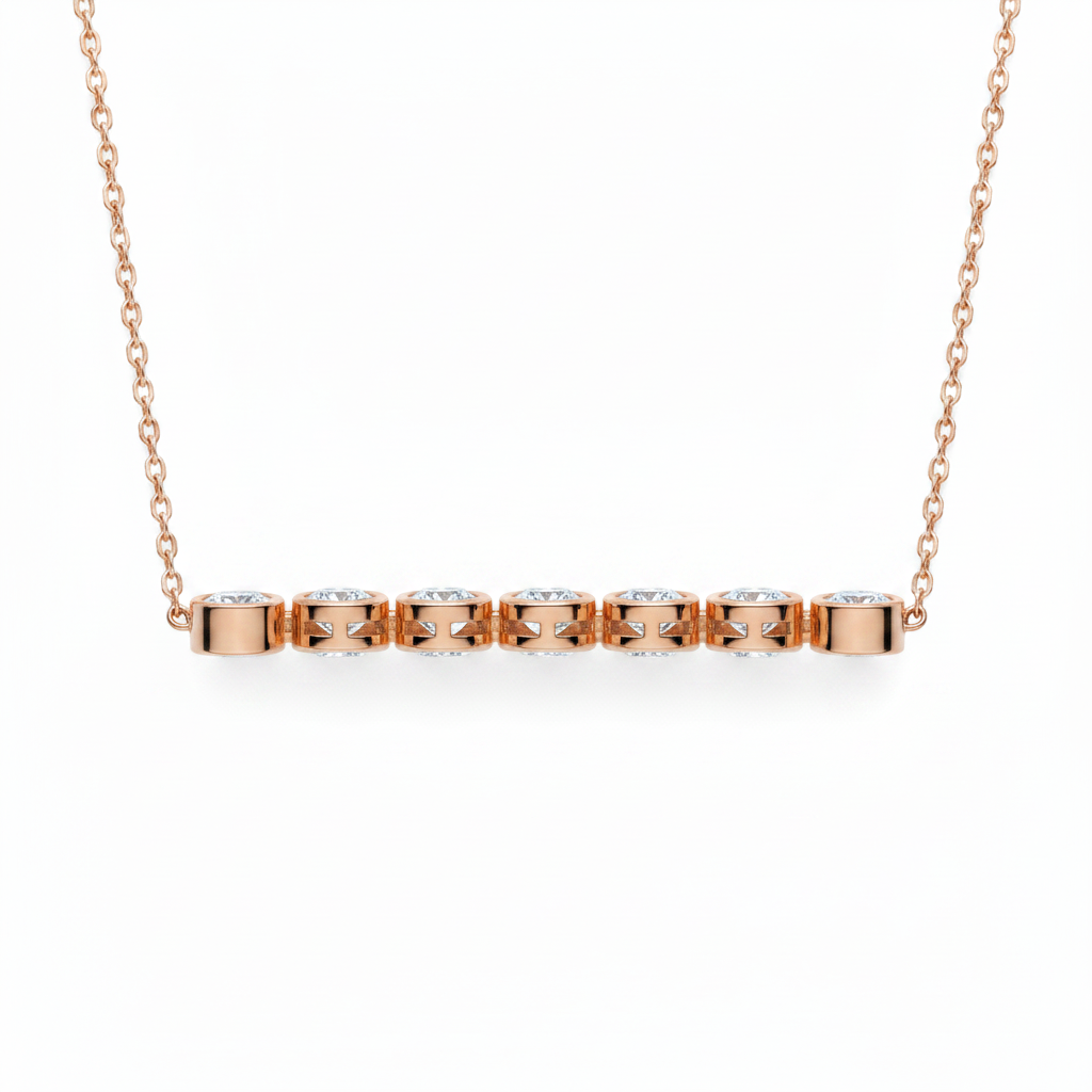 0.25ct Diamond Bar Necklace in 18ct Rose Gold — Side Profile