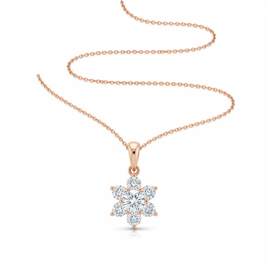 Noir Cluster — Diamond Necklace in 18ct Rose Gold - HD Studio