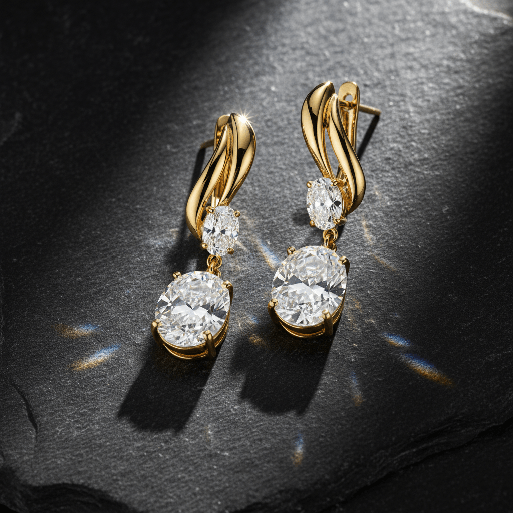 Celeste Drops — Diamond Earrings in 18ct Yellow Gold - HD Studio