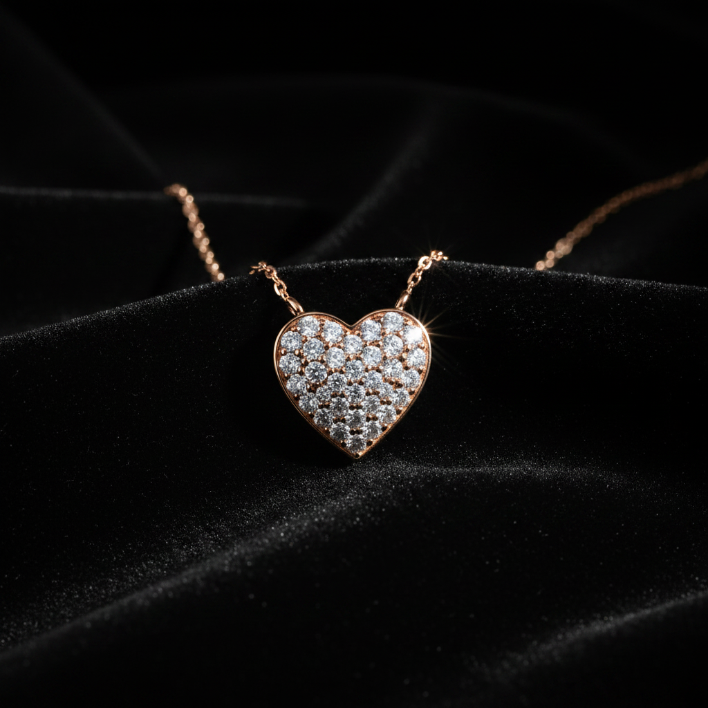 0.50ct Natural Diamond Heart Pendant in 18ct Rose Gold — Editorial