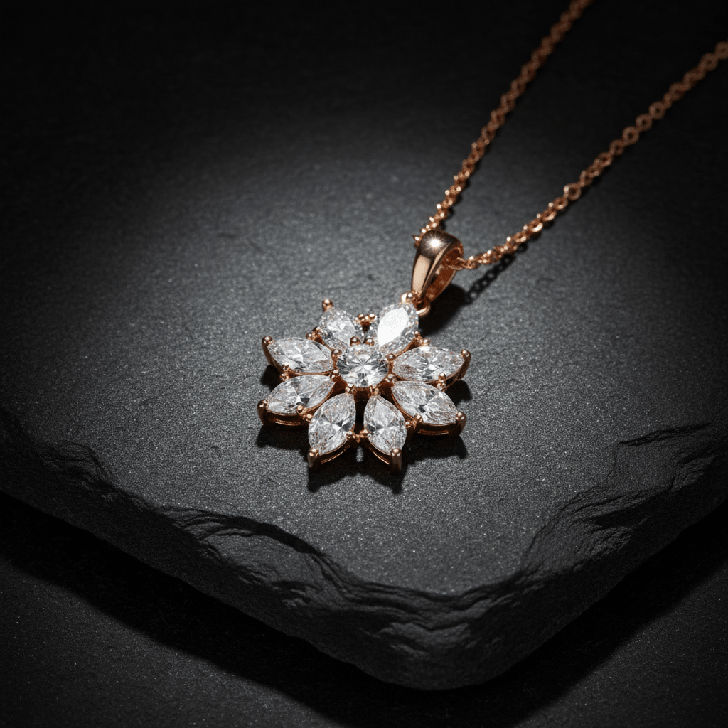 Rosé Cluster — Lab-Grown Diamond Necklace in 18ct Rose Gold - HD Studio