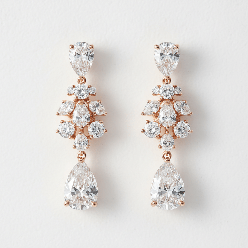 Rosé Cluster Drops — Lab-Grown Diamond Earrings in 18ct Rose Gold - HD Studio