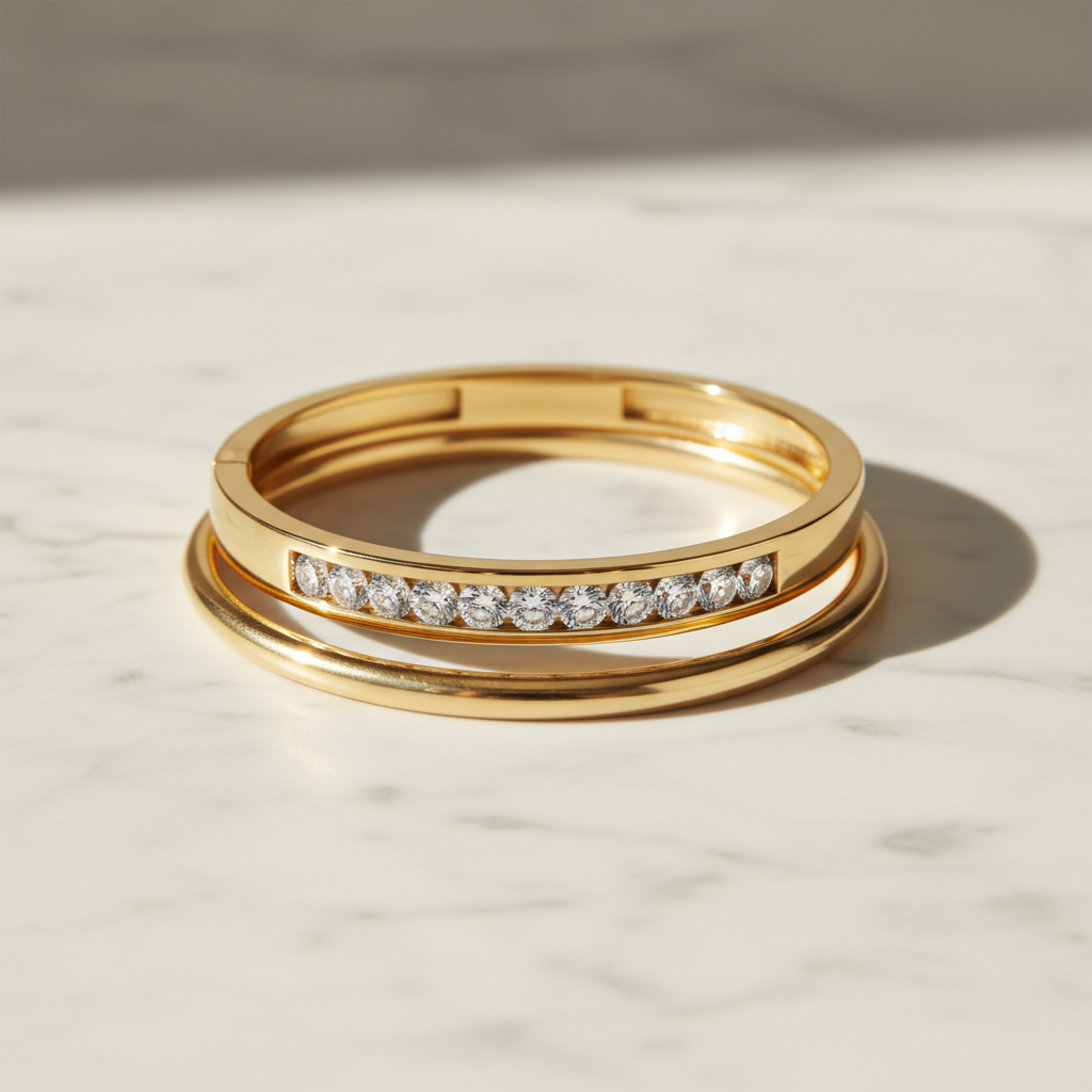 0.40ct Diamond Bangle in 18ct Yellow Gold — Stacked Lifestyle