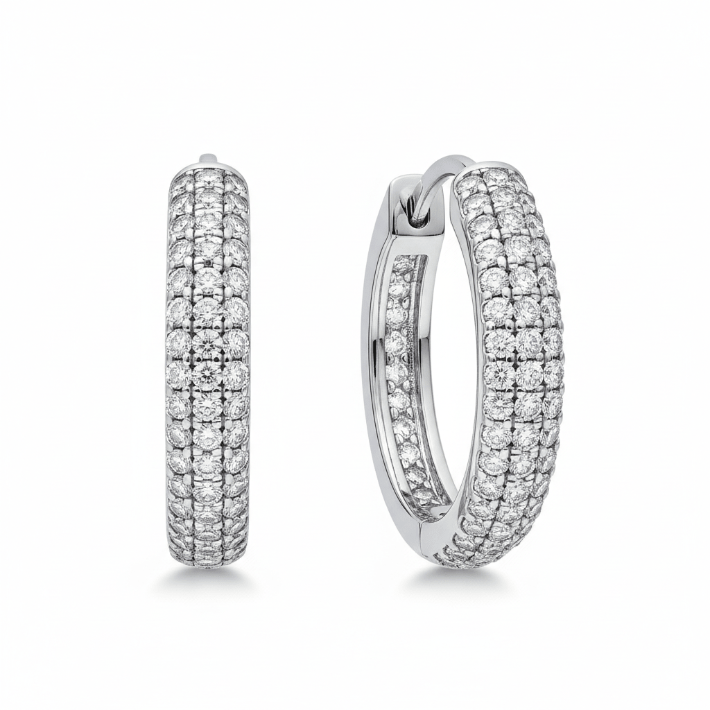 Aurora Hoops — Diamond Earrings in Platinum - HD Studio