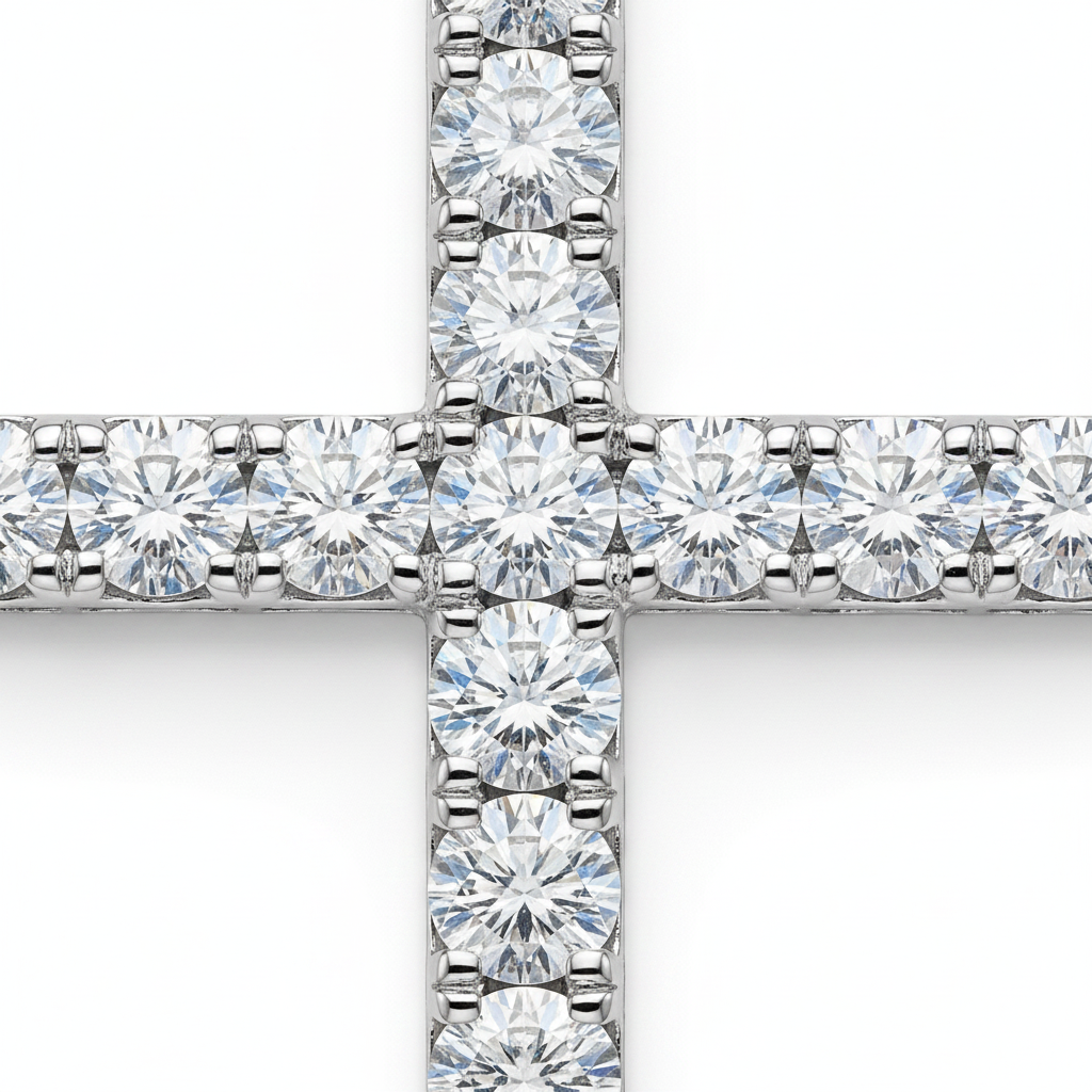 0.75ct Lab-Grown Diamond Cross Pendant in 18ct White Gold — Macro