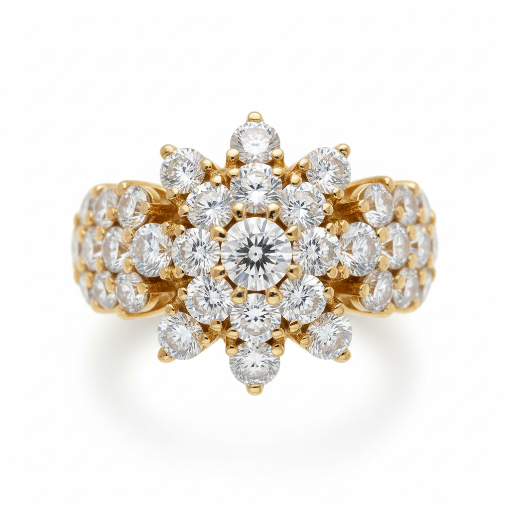 0.50ct Diamond Cluster Ring in 18ct Yellow Gold — Flat Lay