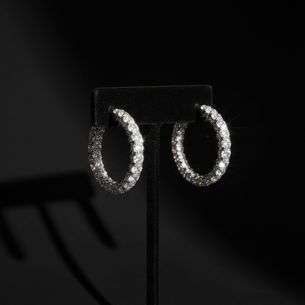 Éclat Hoops — Lab-Grown Diamond Earrings in 18ct White Gold - HD Studio