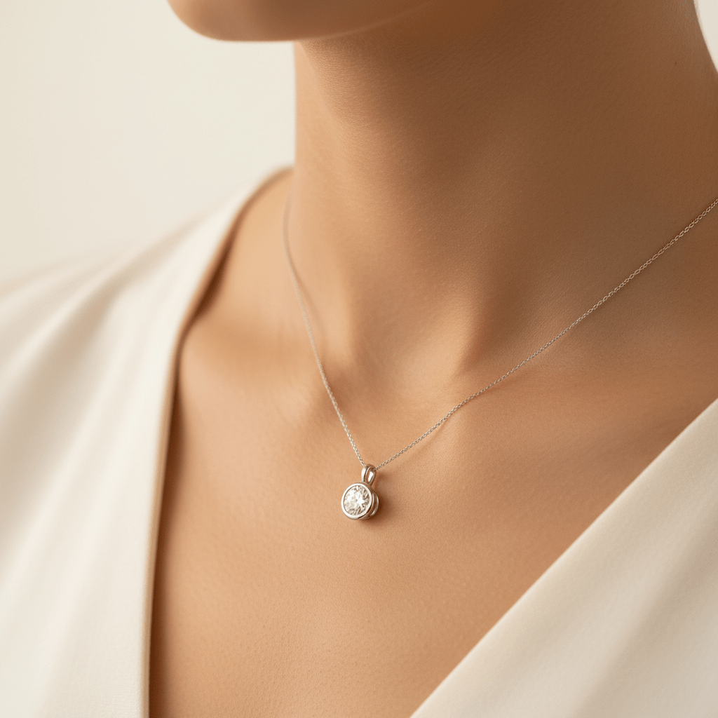 Lumière Pendant — Diamond Necklace in 18ct White Gold - HD Studio