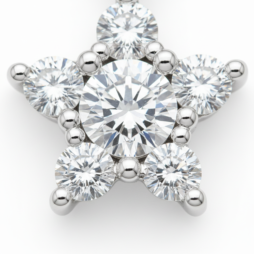 0.50ct Lab-Grown Diamond Star Pendant in Platinum — Macro