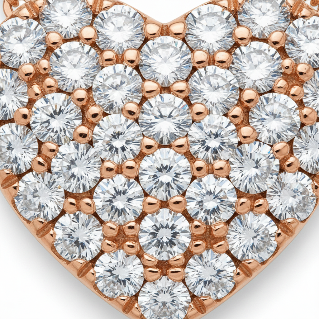 1ct Lab-Grown Diamond Heart Pendant in 18ct Rose Gold — Macro