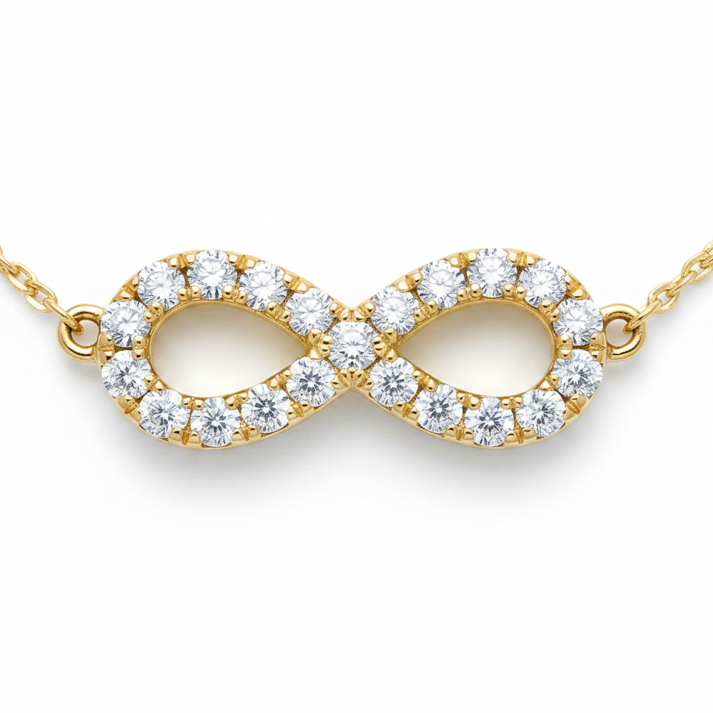 0.60ct Natural Diamond Infinity Pendant in 18ct Yellow Gold — Macro