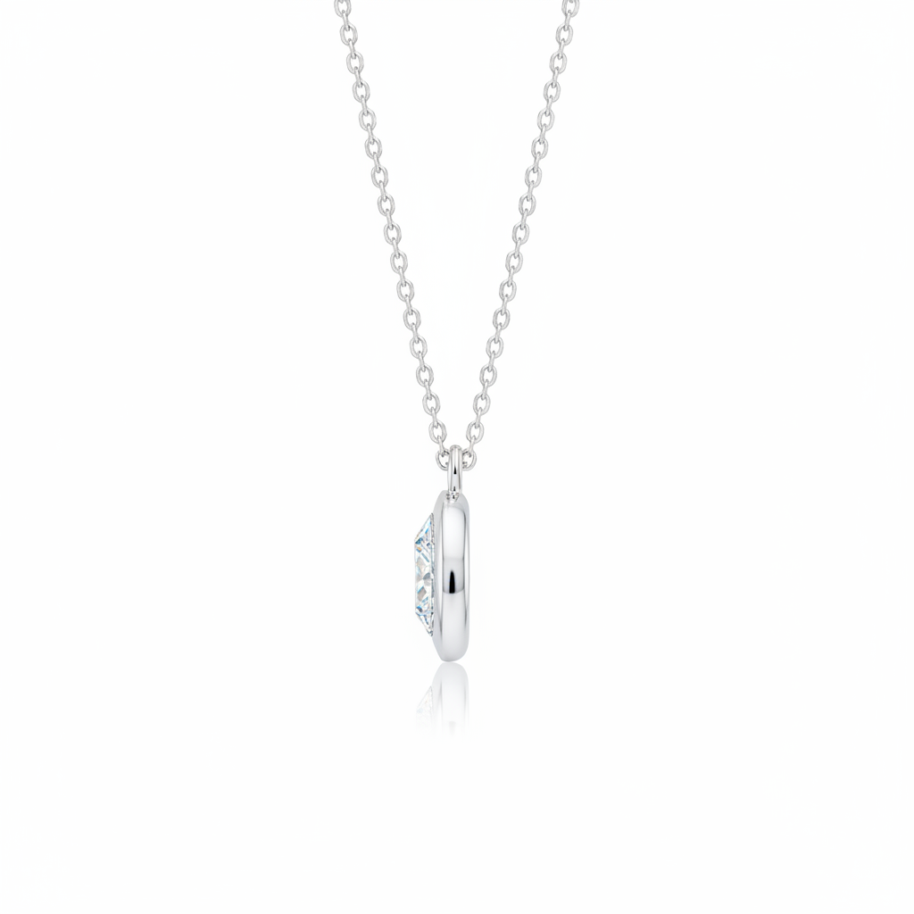 0.15ct Diamond Solitaire Pendant in 18ct White Gold — Side Profile