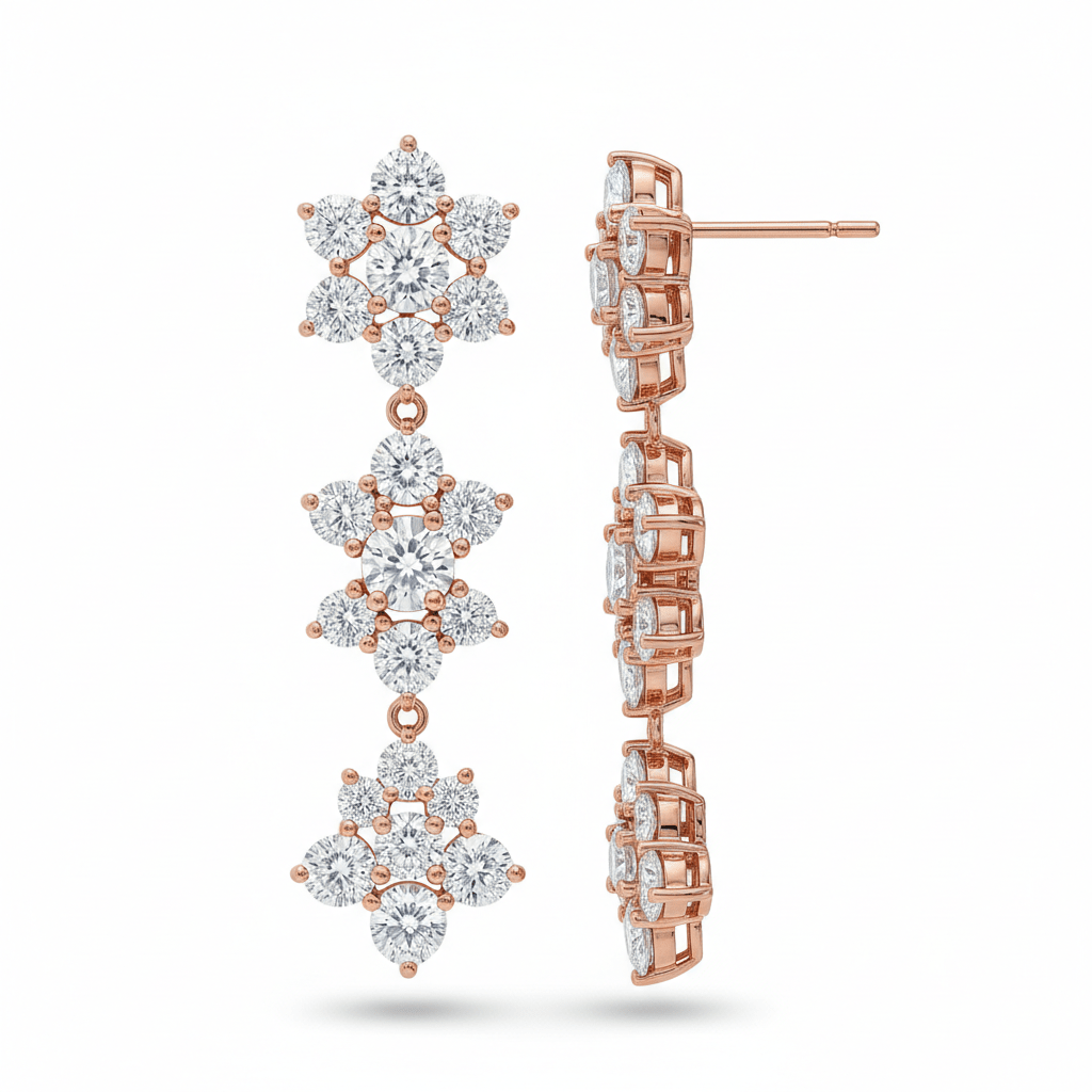 Rosé Cluster Drops — Lab-Grown Diamond Earrings in 18ct Rose Gold - HD Studio