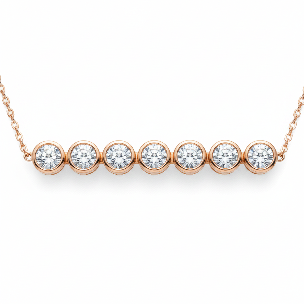 0.25ct Diamond Bar Necklace in 18ct Rose Gold — Macro