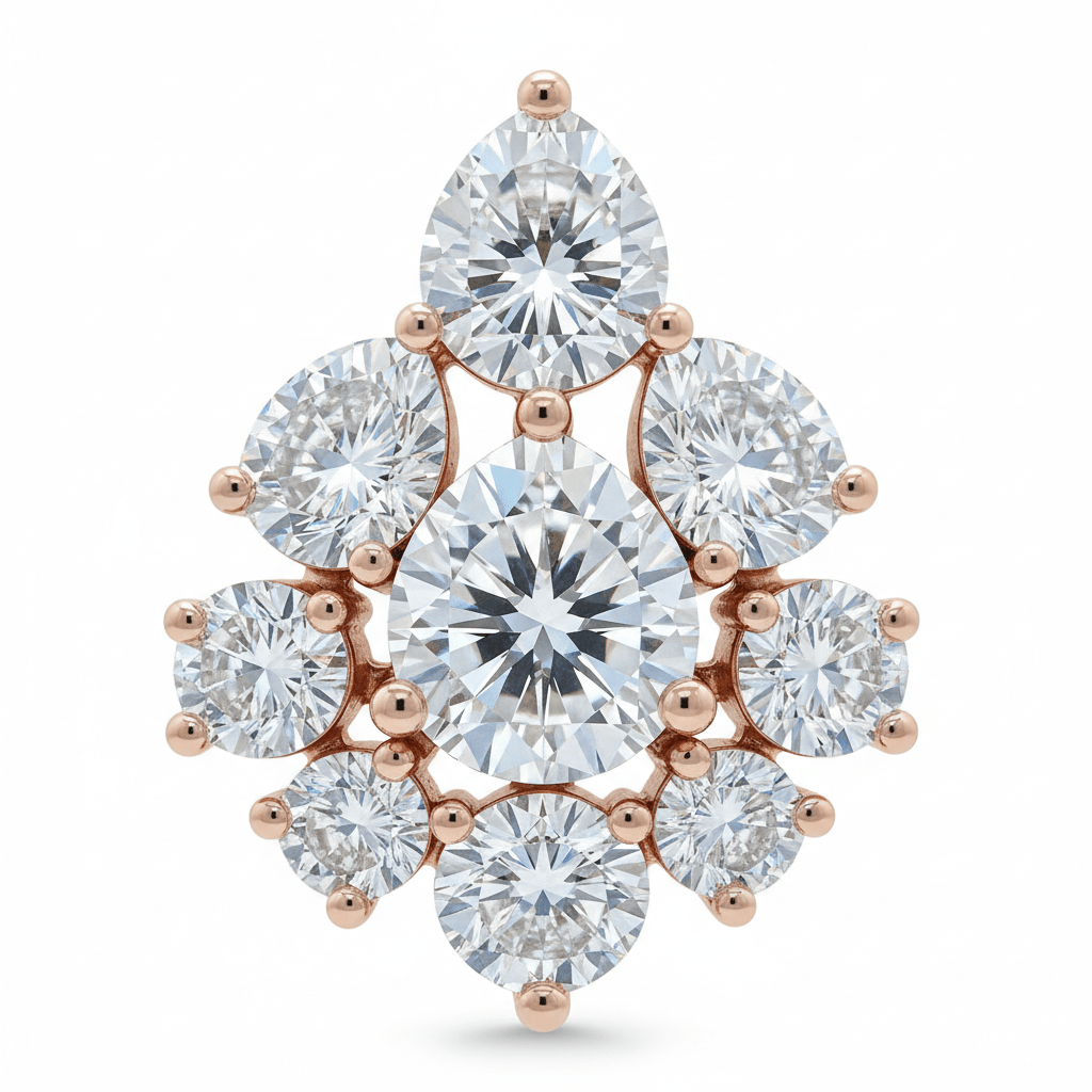 Rosé Cluster Drops — Lab-Grown Diamond Earrings in 18ct Rose Gold - HD Studio