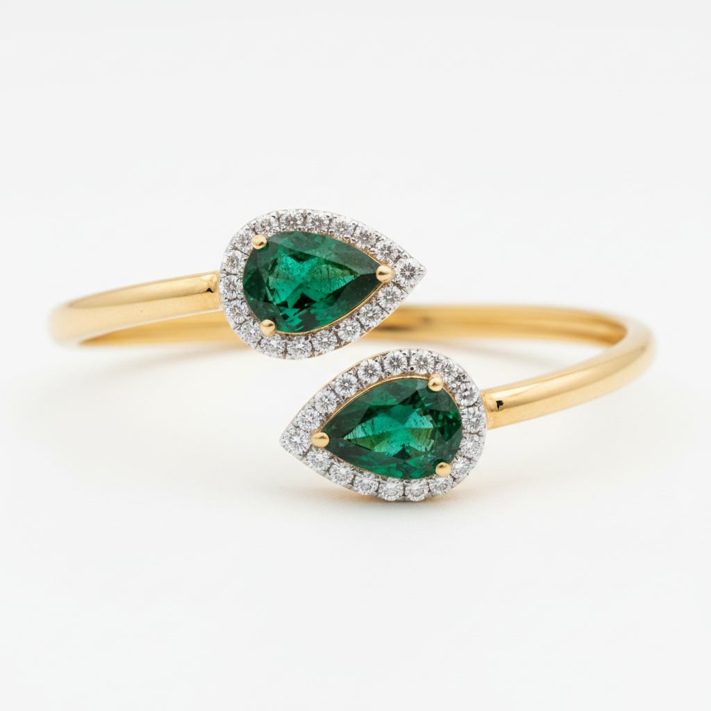 Primrose Emerald Open Bypass Bangle – Hero