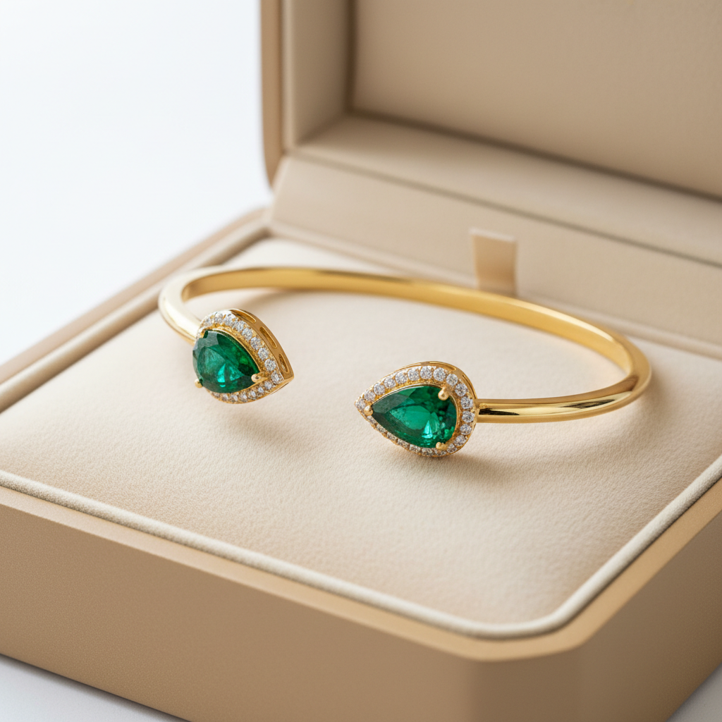 Primrose Emerald Open Bypass Bangle – Jewellery Box