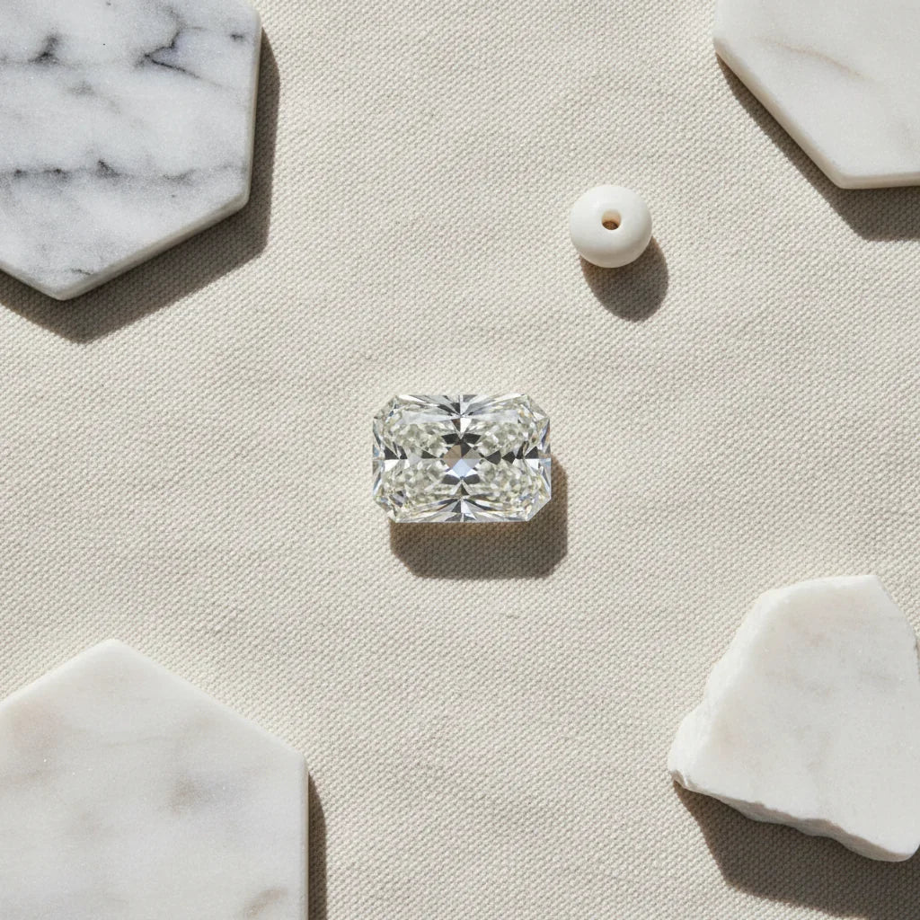 Stellar Radiant Cut Diamond – Editorial Flat Lay