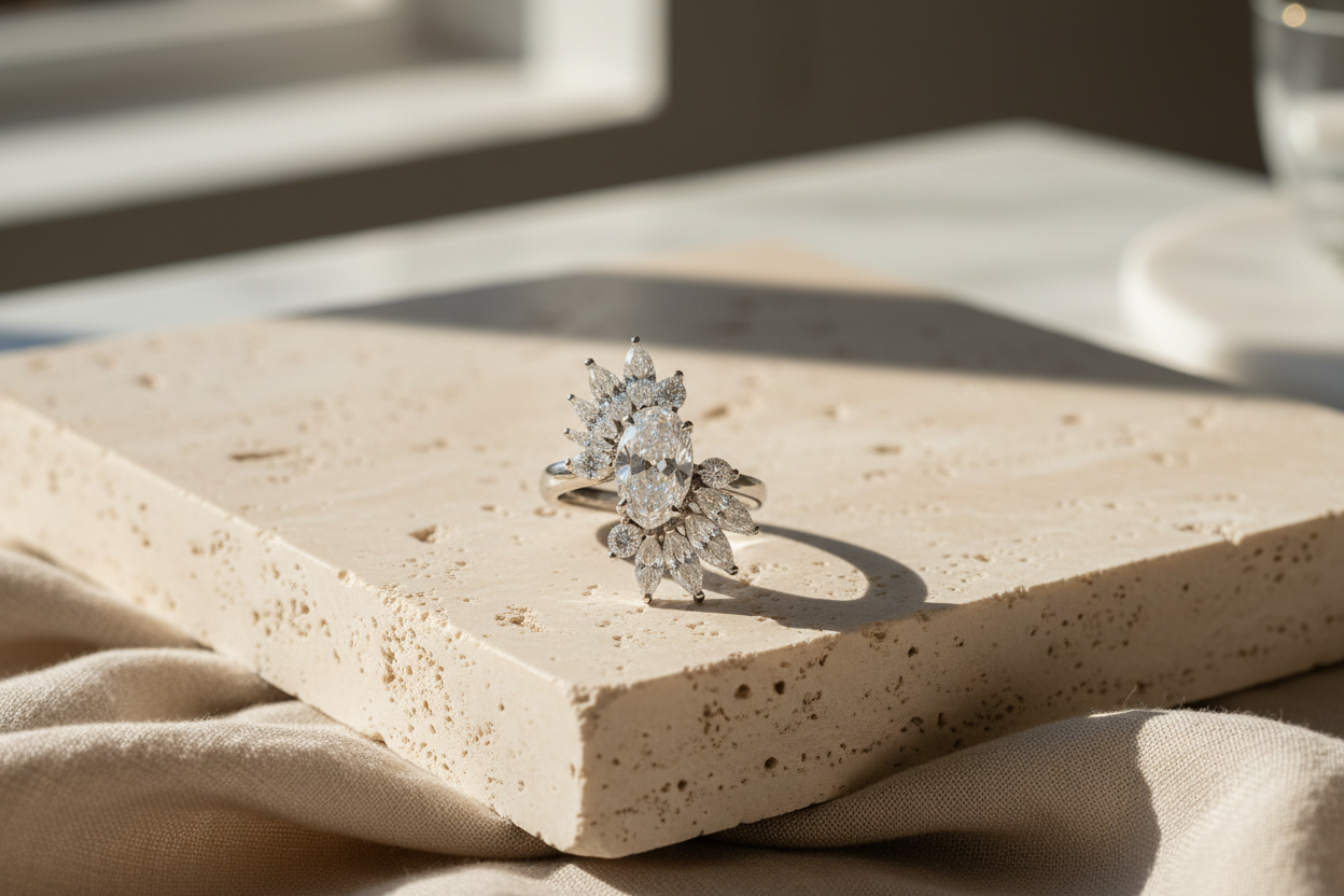 The Chelsea Pear-Shaped Cluster Ring — Lifestyle