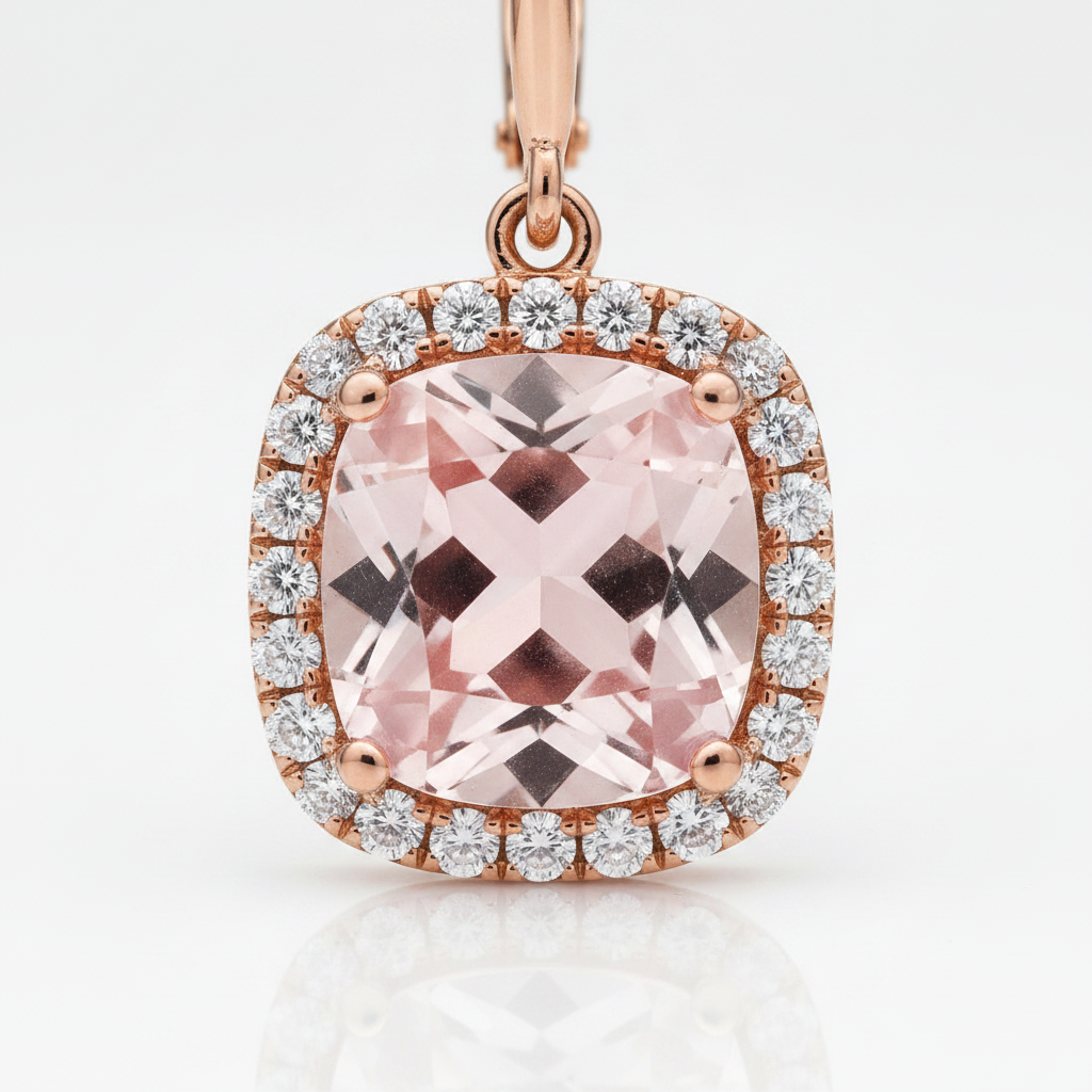 The Fitzrovia Morganite & Diamond Drop Earrings — Macro
