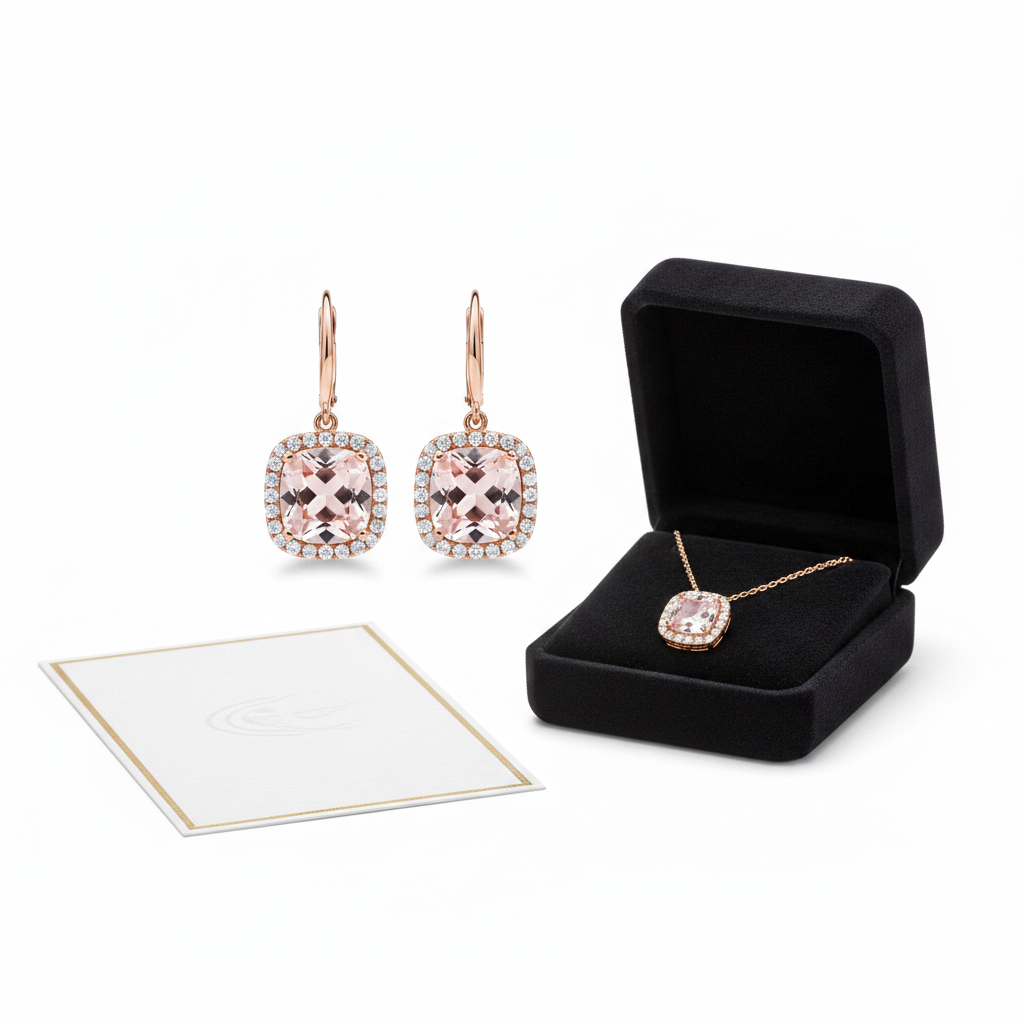 The Fitzrovia Morganite & Diamond Drop Earrings — Packaging