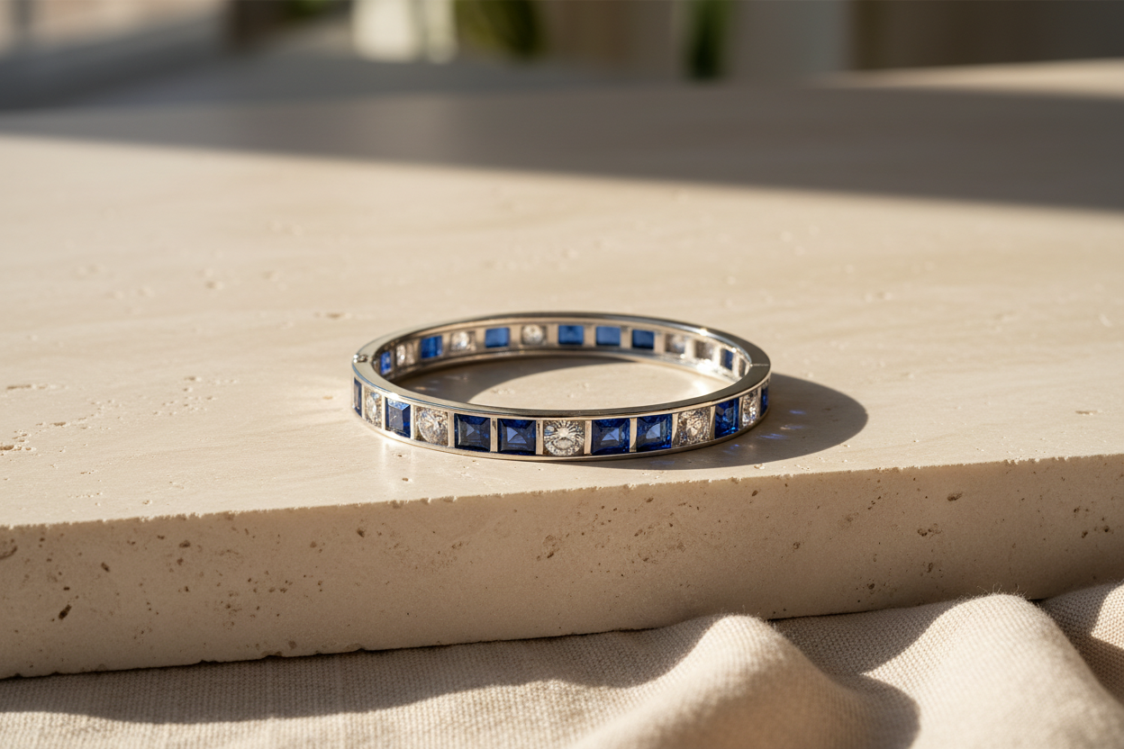 The Hampstead Sapphire & Diamond Bangle — Lifestyle