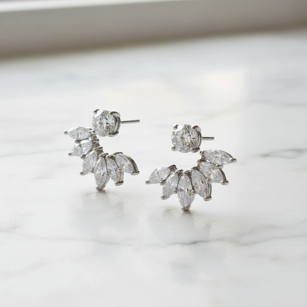 The Hyde Park Diamond Cluster Ear Jackets — 45° Marble