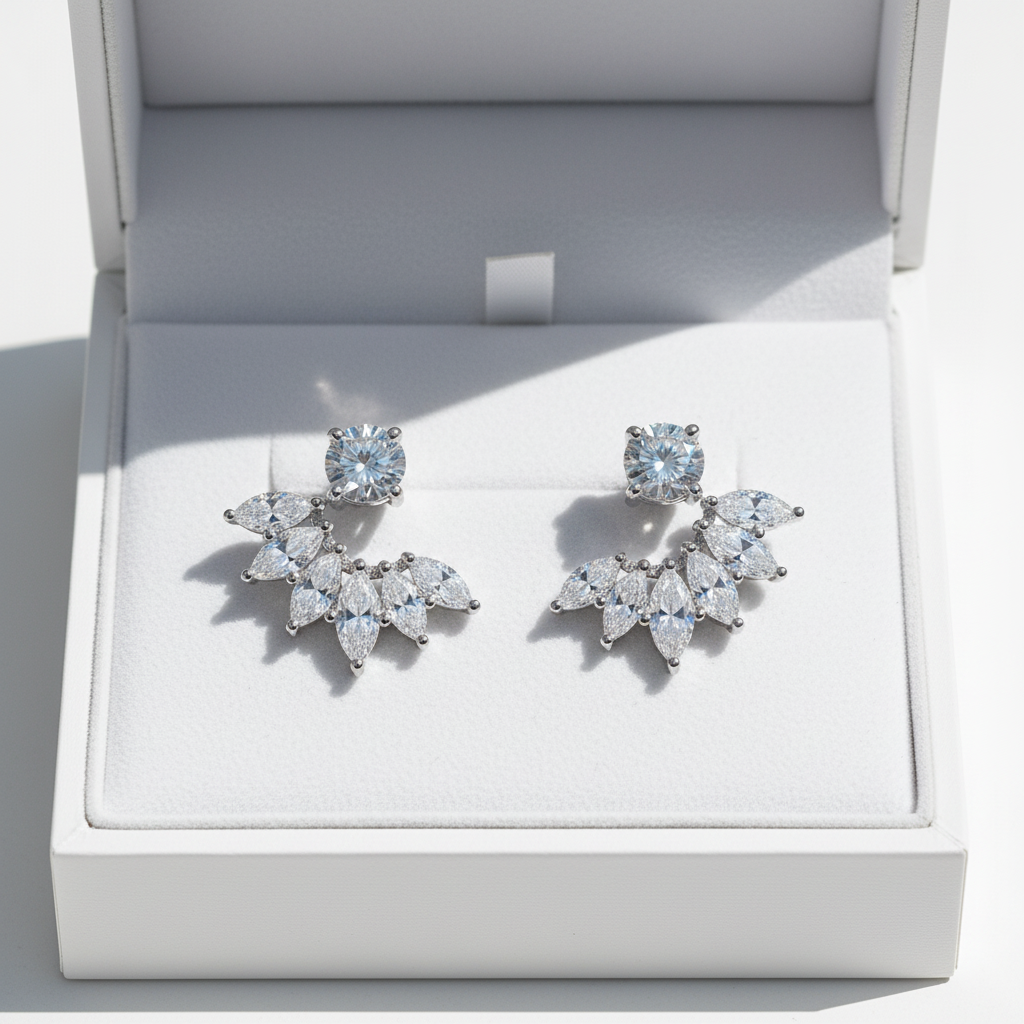 The Hyde Park Diamond Cluster Ear Jackets — Gift Box Showcase