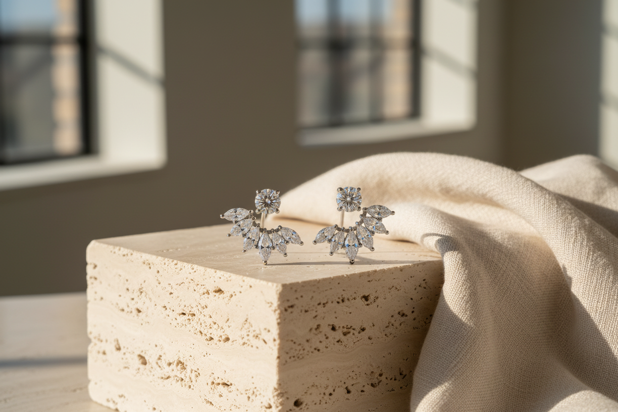 The Hyde Park Diamond Cluster Ear Jackets — Lifestyle