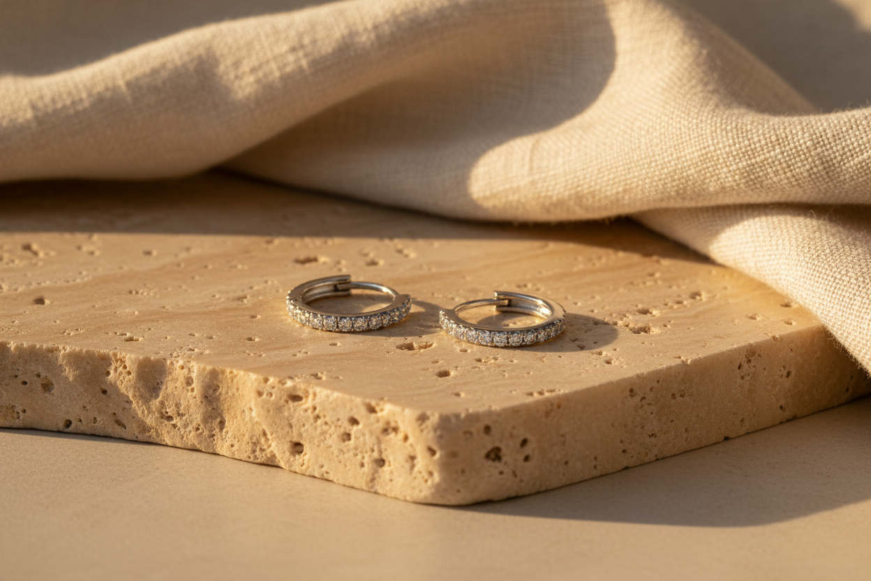 The Marylebone Diamond Huggie Hoop Earrings — Lifestyle