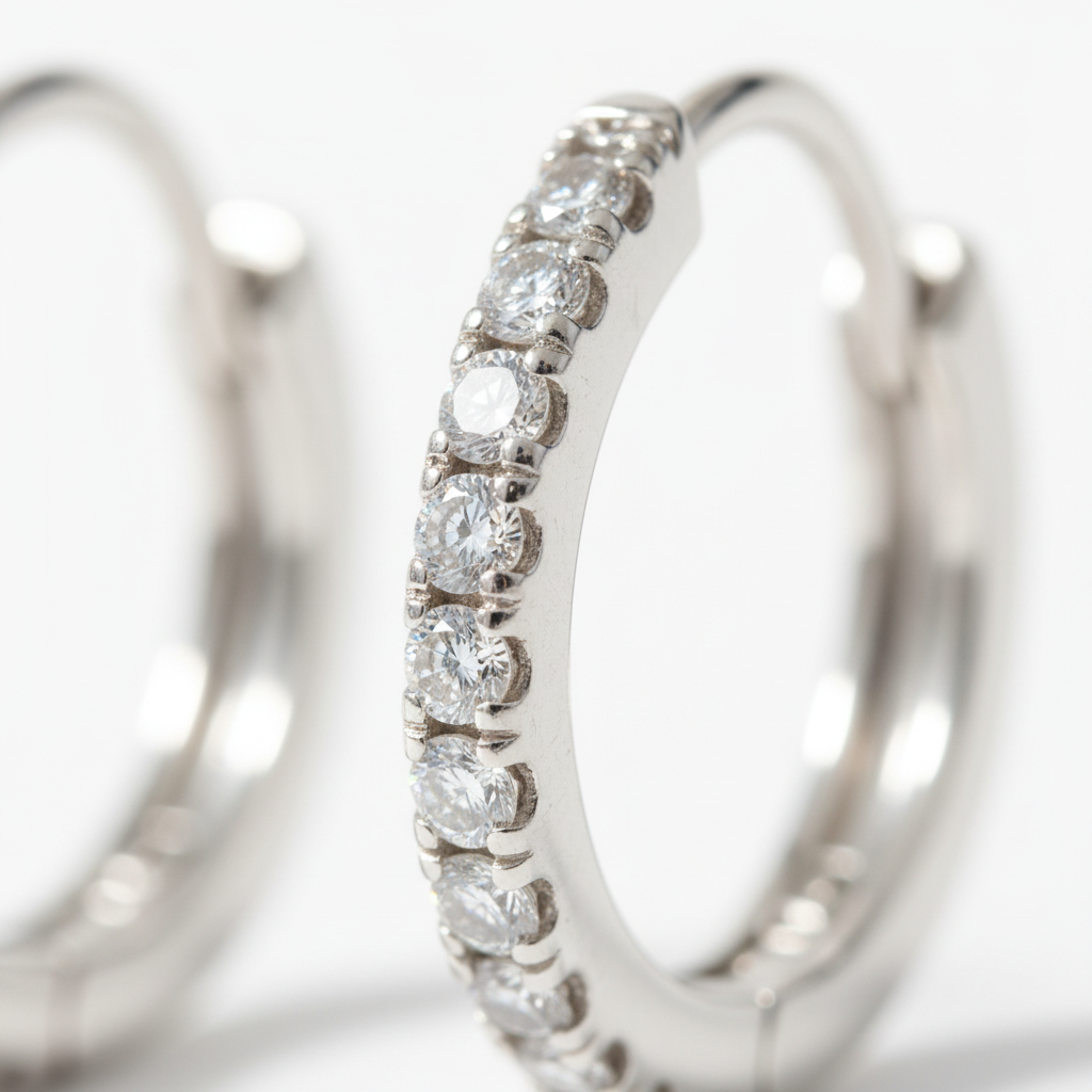 The Marylebone Diamond Huggie Hoop Earrings — Macro