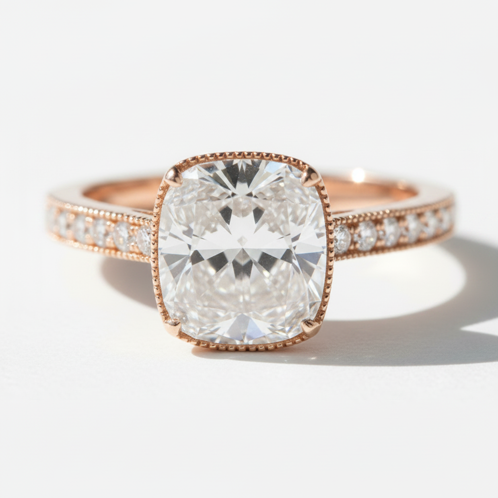 The Mayfair Cushion Cut Vintage Pave Ring — Macro