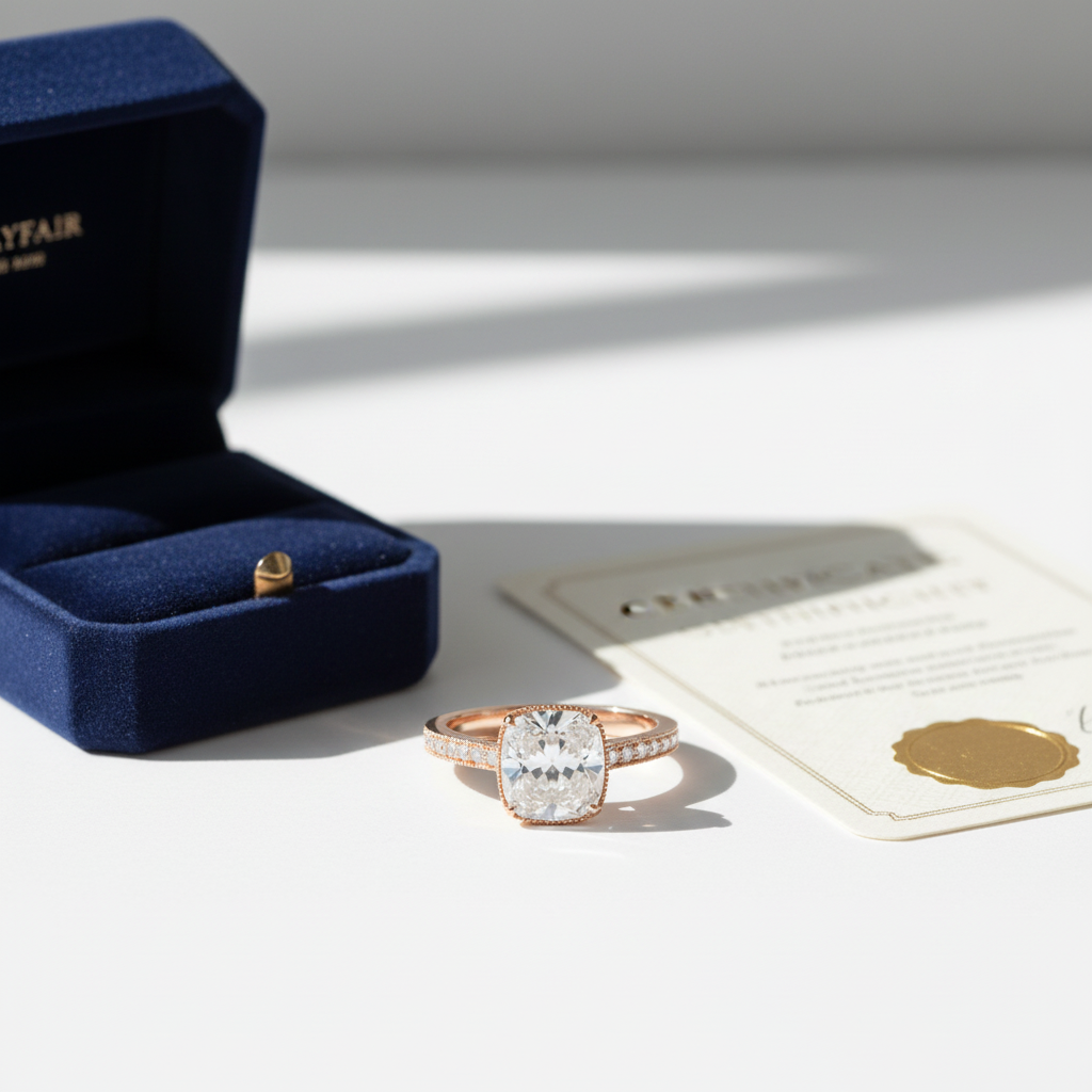 The Mayfair Cushion Cut Vintage Pave Ring — Packaging