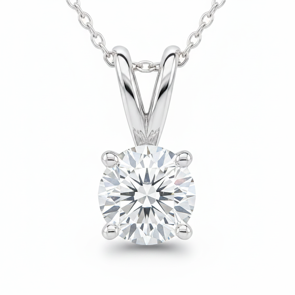 The Regent Diamond Solitaire Pendant Necklace — Macro