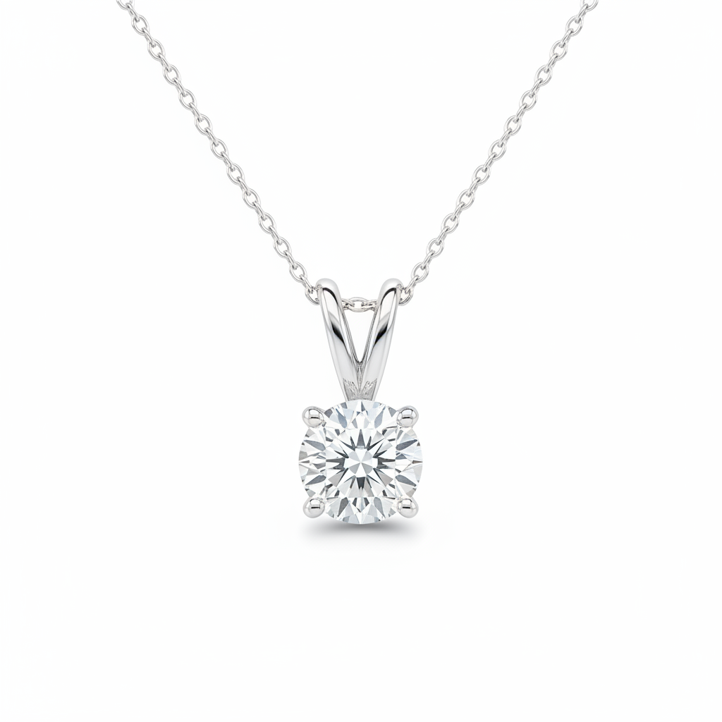 The Regent Diamond Solitaire Pendant Necklace — White Seamless
