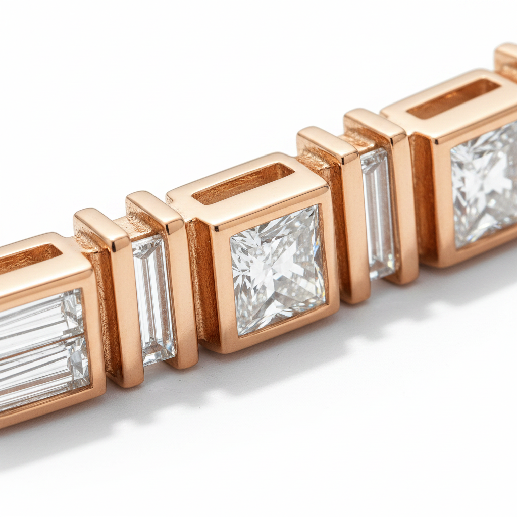 The Soho Geometric Diamond Bar Necklace — Macro