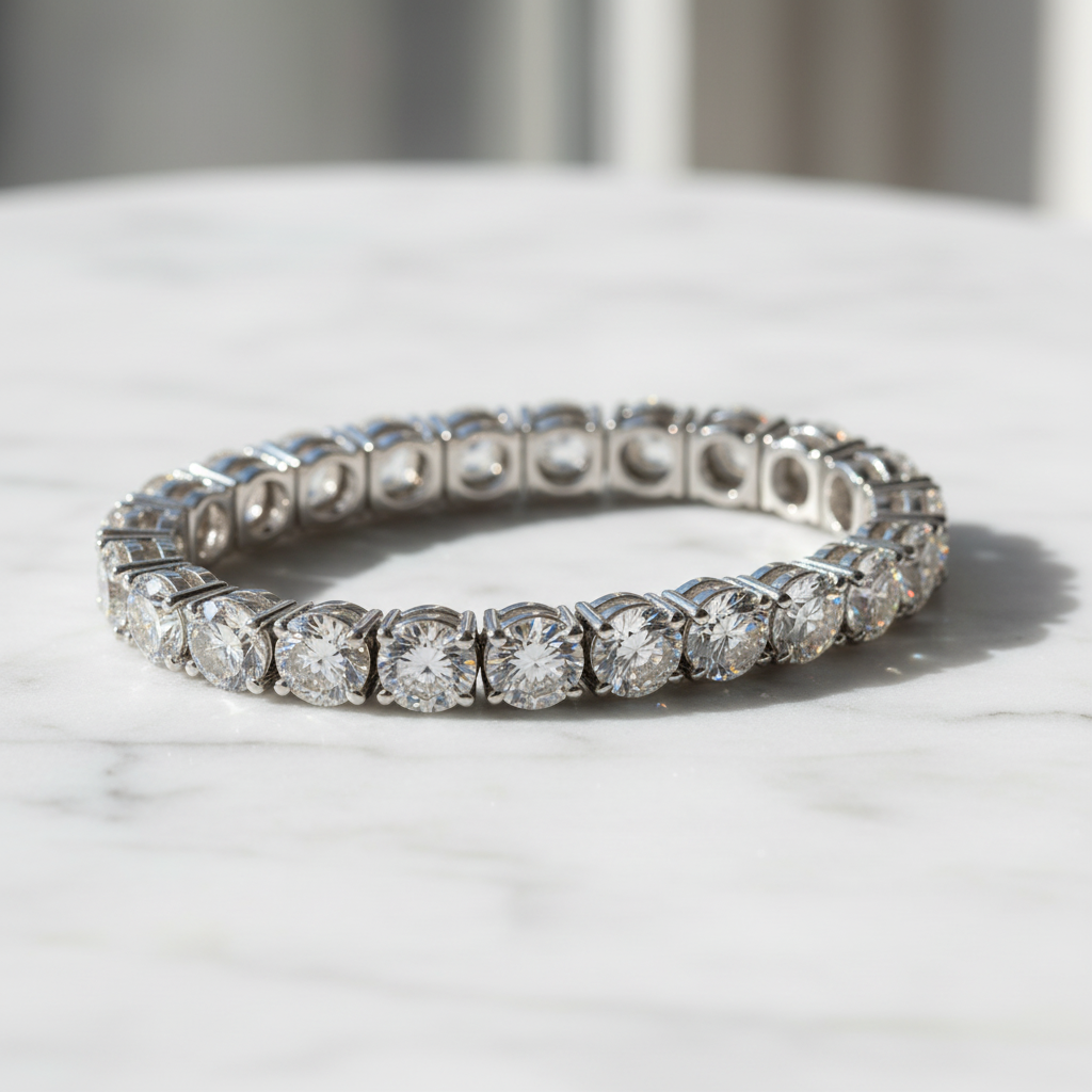 The St James Diamond Tennis Bracelet — 45° Marble
