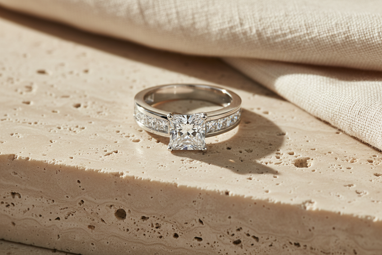 The Westminster Princess Cut Channel-Set Ring — Lifestyle