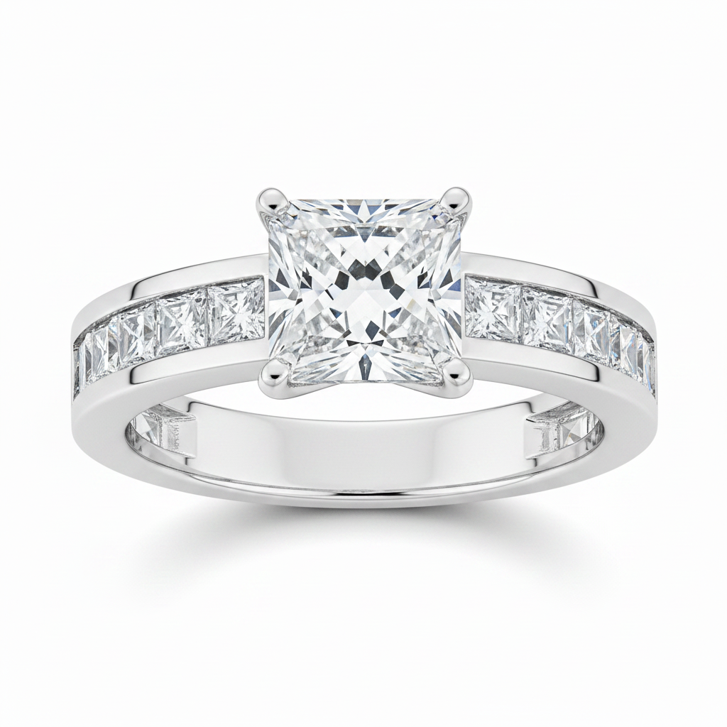 The Westminster Princess Cut Channel-Set Ring — Macro