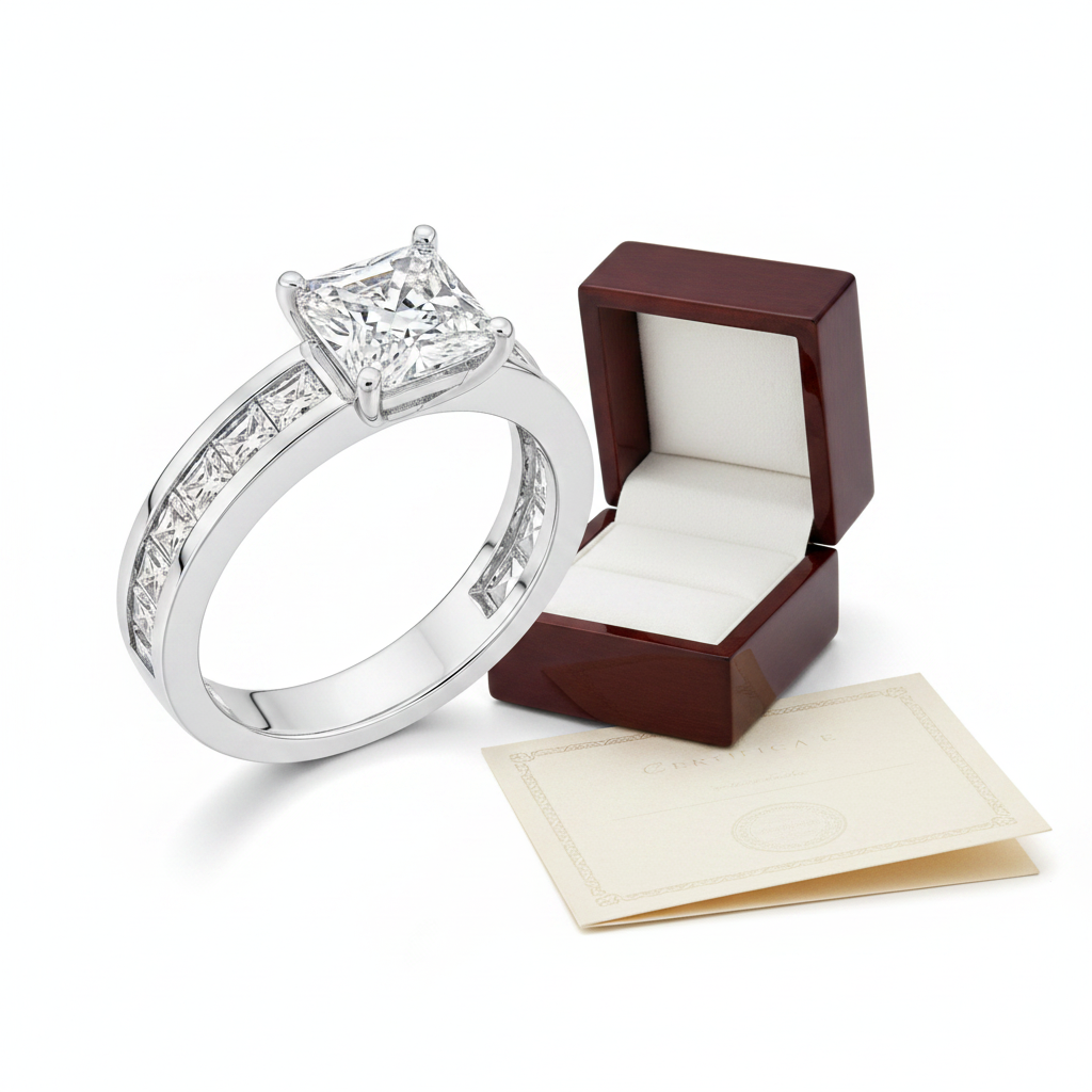 The Westminster Princess Cut Channel-Set Ring — Packaging
