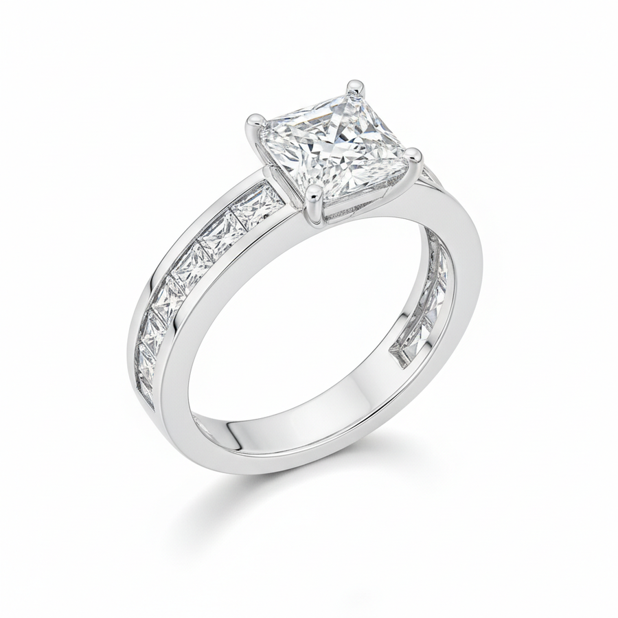 The Westminster Princess Cut Channel-Set Ring — White Seamless
