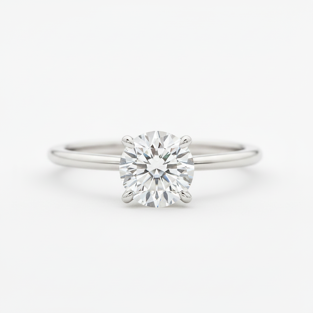 The Windsor Round Brilliant Solitaire Engagement Ring — Macro