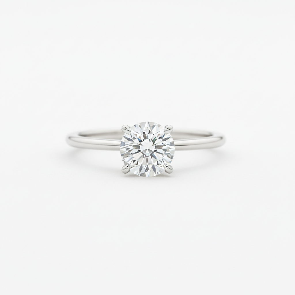 The Windsor Round Brilliant Solitaire Engagement Ring — White Seamless