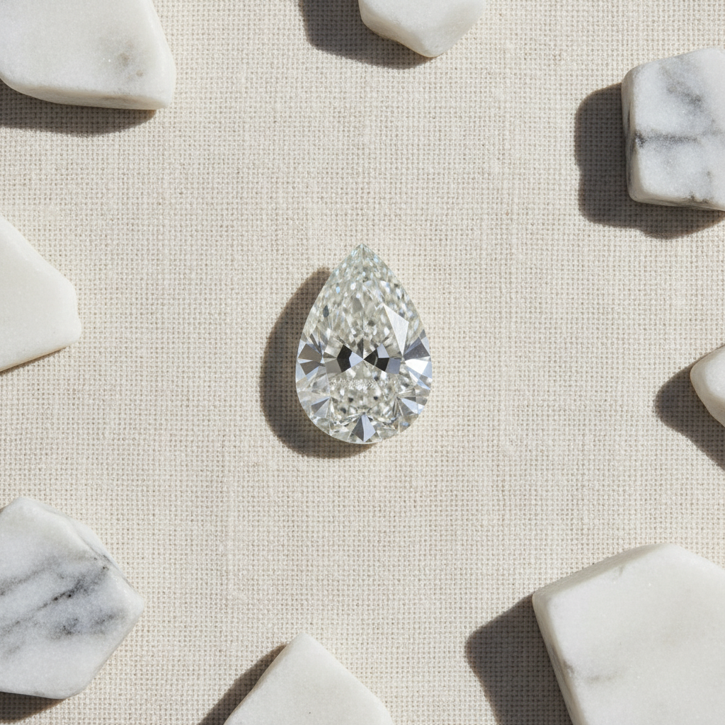 Vanguard Pear Shape Diamond – Editorial Flat Lay